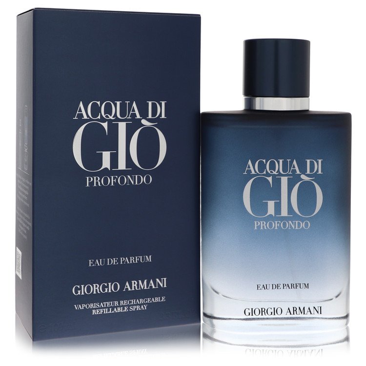 Acqua Di Gio Profondo by Giorgio Armani Eau De Parfum Spray Refillable 3.3 oz Acqua Di Gio Profondo by Giorgio Armani Eau De Parfum Spray Refillable 3.3 oz